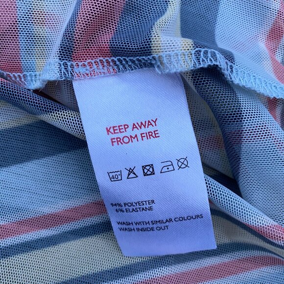 Urban Outfitters Striped Sheer Mesh Funnel Neck Top Size M - Picture 10 of 11